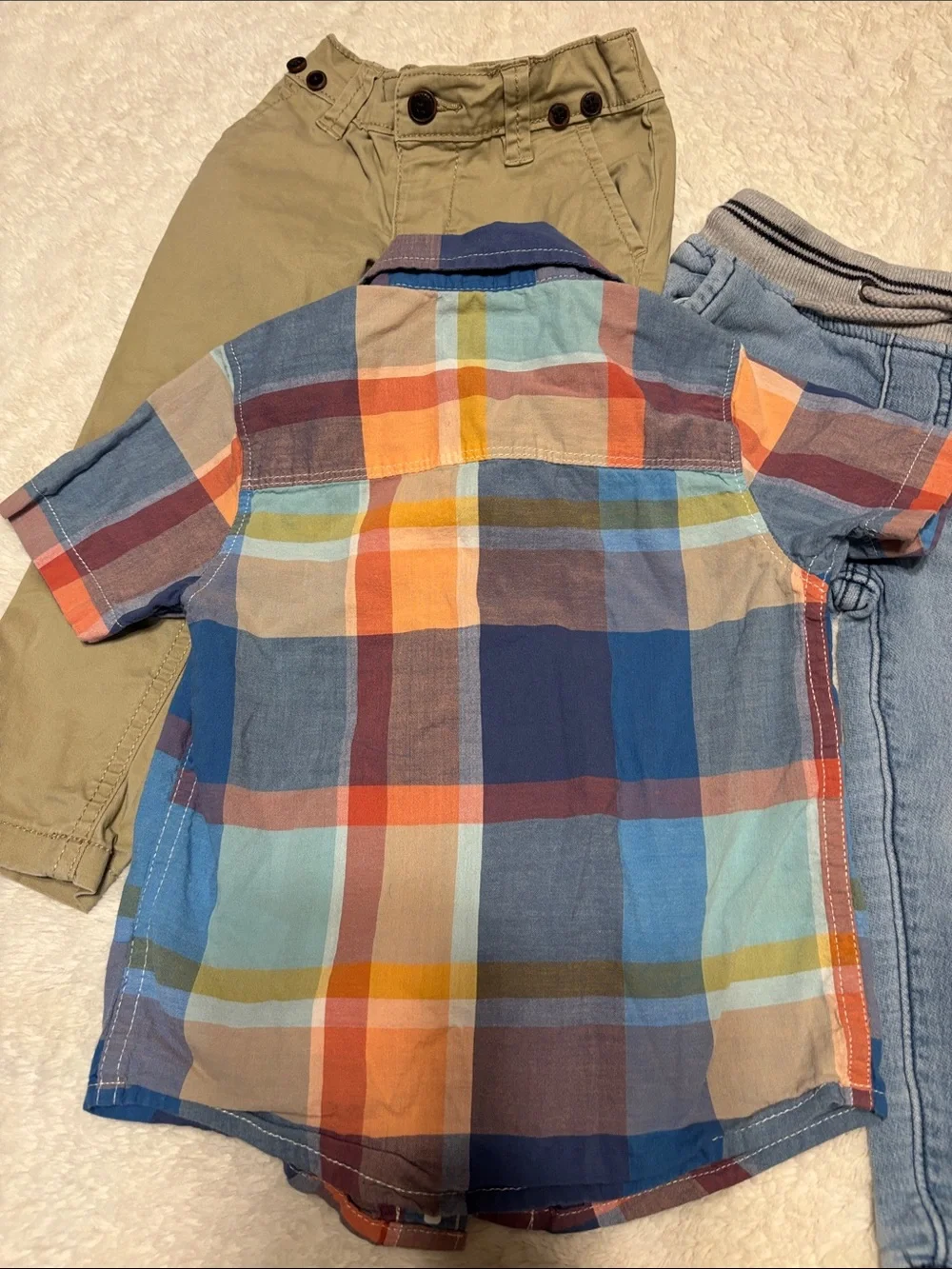 3p 2T OshKosh B'gosh Multicolor Plaid Short-Sleeve Button-Down Shirt & pants